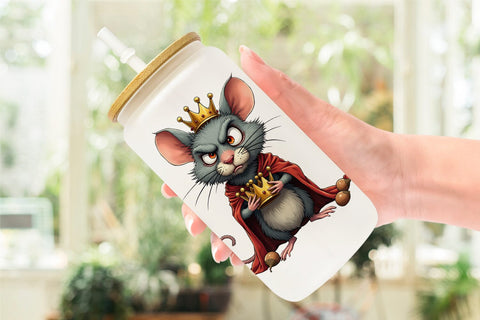 Glass Can Cranky Mouse King Mayhem Sublimation artnoy 