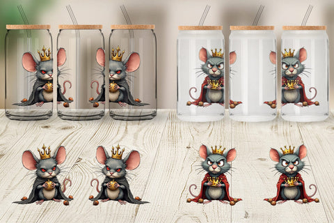 Glass Can Cranky Mouse King Mayhem Sublimation artnoy 