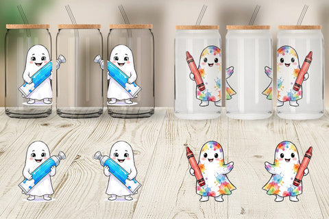 Glass Can Creative Art Teacher Ghost Sublimation artnoy 