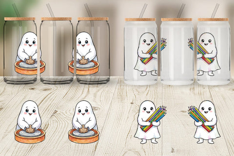 Glass Can Creative Art Teacher Ghost Sublimation artnoy 