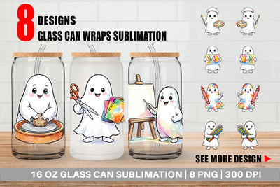 Glass Can Creative Art Teacher Ghost Sublimation artnoy 