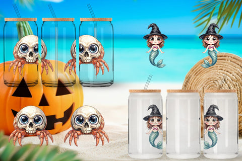 Glass Can Creepy Coastal Summerween Sublimation artnoy 