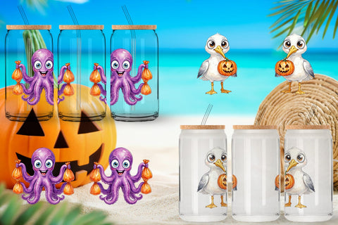 Glass Can Creepy Coastal Summerween Sublimation artnoy 