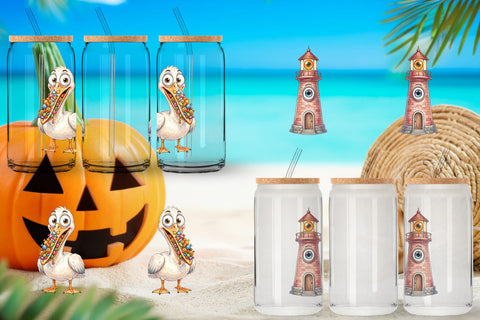 Glass Can Creepy Coastal Summerween Sublimation artnoy 