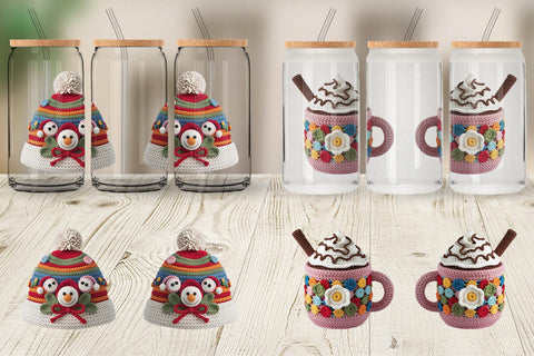 Glass Can Crochet Christmas Sublimation artnoy 