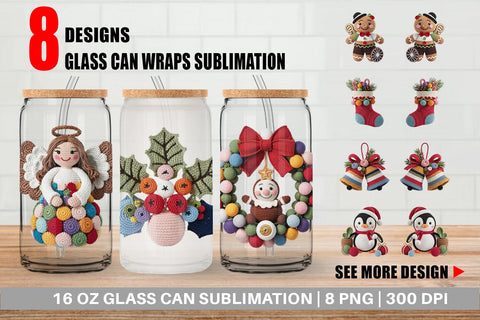 Glass Can Crochet Christmas Sublimation artnoy 