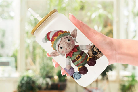 Glass Can Crochet Christmas Sublimation artnoy 