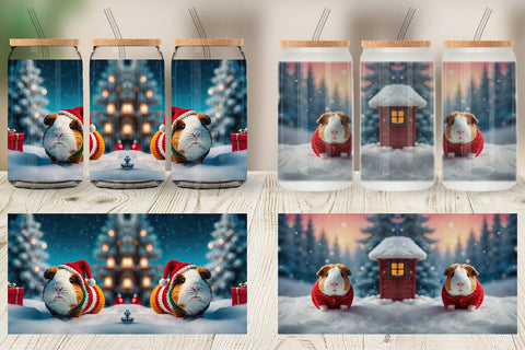 Glass Can Crochet Guinea Pig Sublimation artnoy 