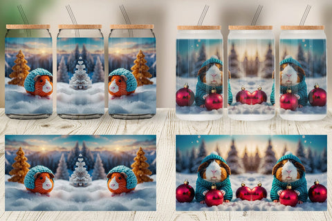 Glass Can Crochet Guinea Pig Sublimation artnoy 