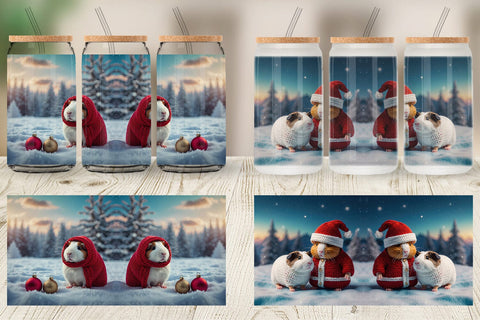 Glass Can Crochet Guinea Pig Sublimation artnoy 