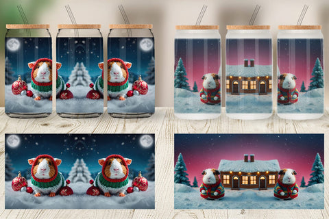 Glass Can Crochet Guinea Pig Sublimation artnoy 