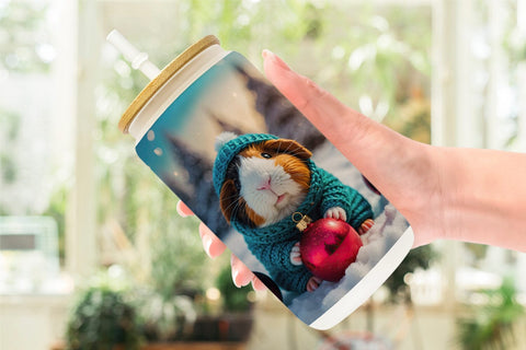 Glass Can Crochet Guinea Pig Sublimation artnoy 