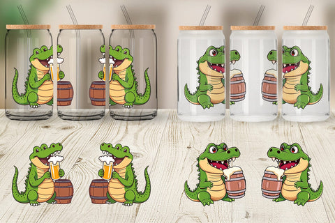 Glass Can Crocodile Beer Day Sublimation artnoy 
