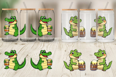 Glass Can Crocodile Beer Day Sublimation artnoy 