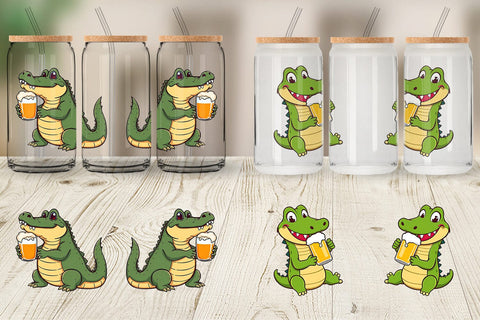 Glass Can Crocodile Beer Day Sublimation artnoy 