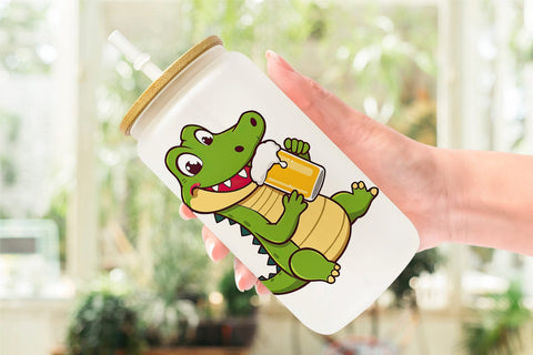 Glass Can Crocodile Beer Day Sublimation artnoy 