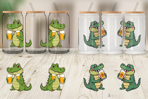 Glass Can Crocodile Beer Day Sublimation artnoy 