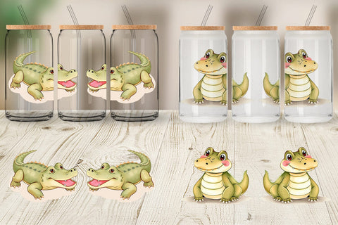 Glass Can Crocodile Wildlife Sublimation artnoy 