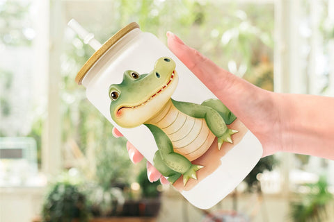 Glass Can Crocodile Wildlife Sublimation artnoy 