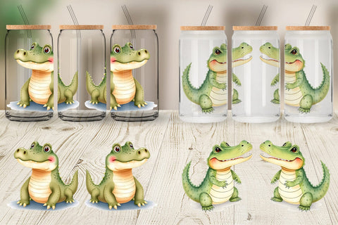 Glass Can Crocodile Wildlife Sublimation artnoy 