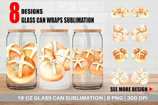 Glass Can Cross Buns Sublimation artnoy 