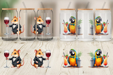 Glass Can Culinary Cuties Professional Animal Chefs Sublimation artnoy 