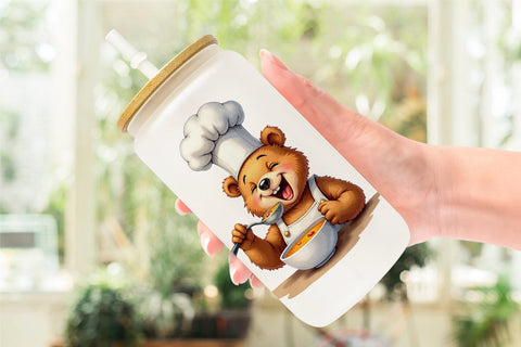 Glass Can Culinary Cuties Professional Animal Chefs Sublimation artnoy 