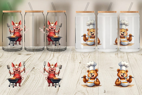 Glass Can Culinary Cuties Professional Animal Chefs Sublimation artnoy 
