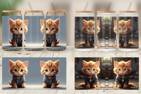 Glass Can Cute Baby Cat Sublimation artnoy 