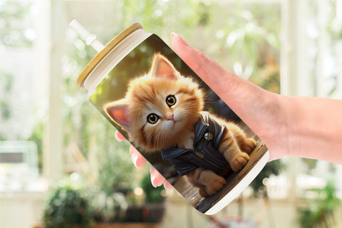 Glass Can Cute Baby Cat Sublimation artnoy 