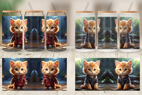 Glass Can Cute Baby Cat Sublimation artnoy 