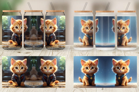 Glass Can Cute Baby Cat Sublimation artnoy 