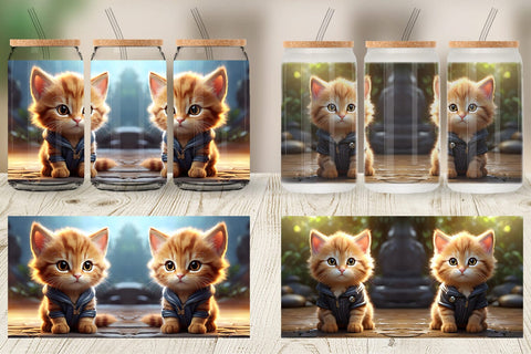 Glass Can Cute Baby Cat Sublimation artnoy 