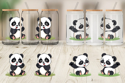 Glass Can Cute Baby Panda Sublimation artnoy 