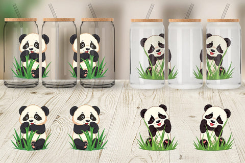 Glass Can Cute Baby Panda Sublimation artnoy 