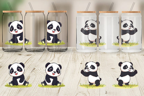 Glass Can Cute Baby Panda Sublimation artnoy 