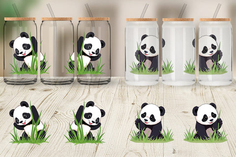 Glass Can Cute Baby Panda Sublimation artnoy 