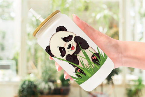 Glass Can Cute Baby Panda Sublimation artnoy 