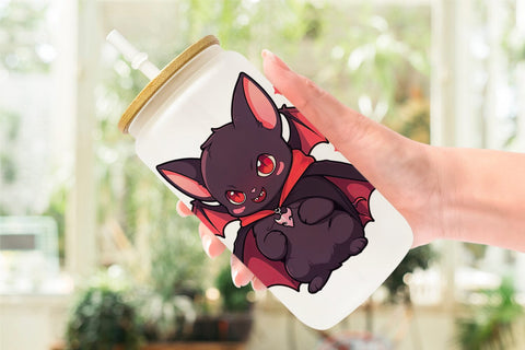 Glass Can Cute Bat Halloween Sublimation artnoy 