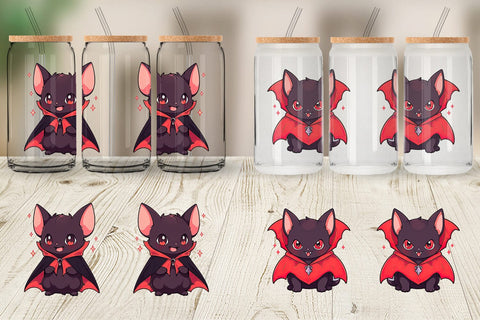 Glass Can Cute Bat Halloween Sublimation artnoy 