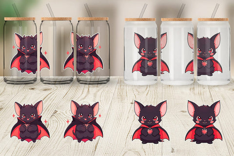 Glass Can Cute Bat Halloween Sublimation artnoy 