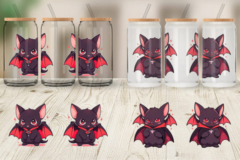 Glass Can Cute Bat Halloween Sublimation artnoy 