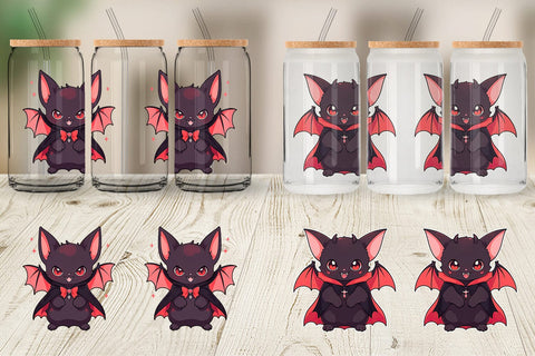 Glass Can Cute Bat Halloween Sublimation artnoy 
