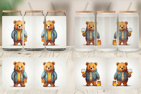 Glass Can Cute Bear with Glass Sublimation artnoy 