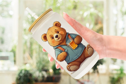 Glass Can Cute Bear with Glass Sublimation artnoy 