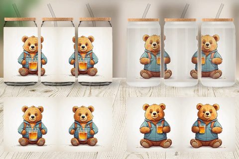 Glass Can Cute Bear with Glass Sublimation artnoy 