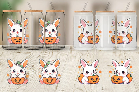 Glass Can Cute Bunny Halloween Sublimation artnoy 