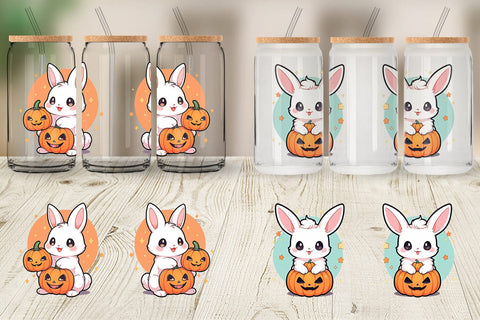 Glass Can Cute Bunny Halloween Sublimation artnoy 