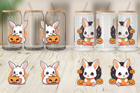 Glass Can Cute Bunny Halloween Sublimation artnoy 