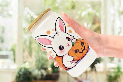 Glass Can Cute Bunny Halloween Sublimation artnoy 
